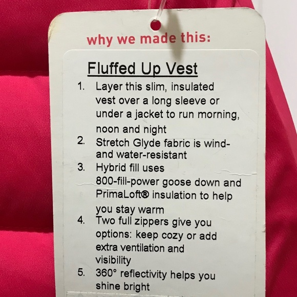 NWT Lululemon Fluffed Up Vest Sz 4 800 Fill PINK - Picture 11 of 15